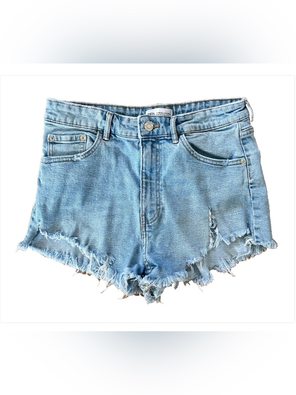 ZARA Light Wash Ecologically Grown Cotton Cutoff Style Denim JEAN SHORTS Size 8